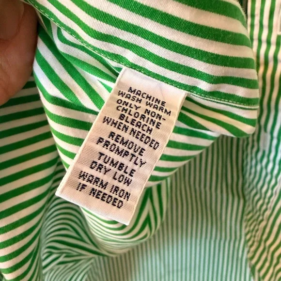 Ralph Lauren Men's Green and White Striped Shirt - Picture 9 of 9